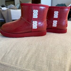 UGG Classic Mini Girls Kids Clear Red Boots